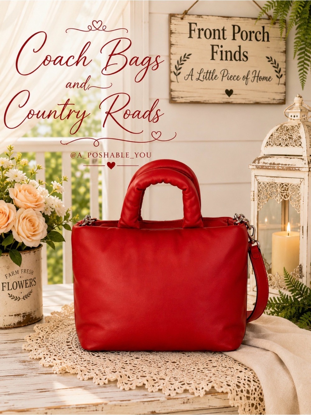 Coach Red Pillow Tote Shoulder Bag Excellent Condition Removable Guitar Strap - Picture 2 of 7